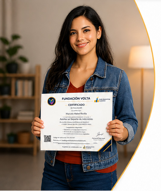 Alumna con certificado Fundación Volta