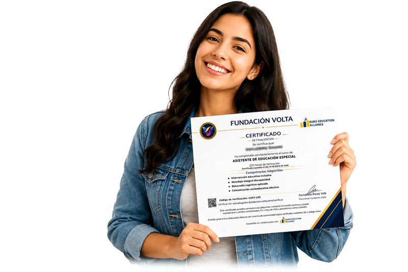 Alumna con certificado de Fundación Volta — Estudia Gratis